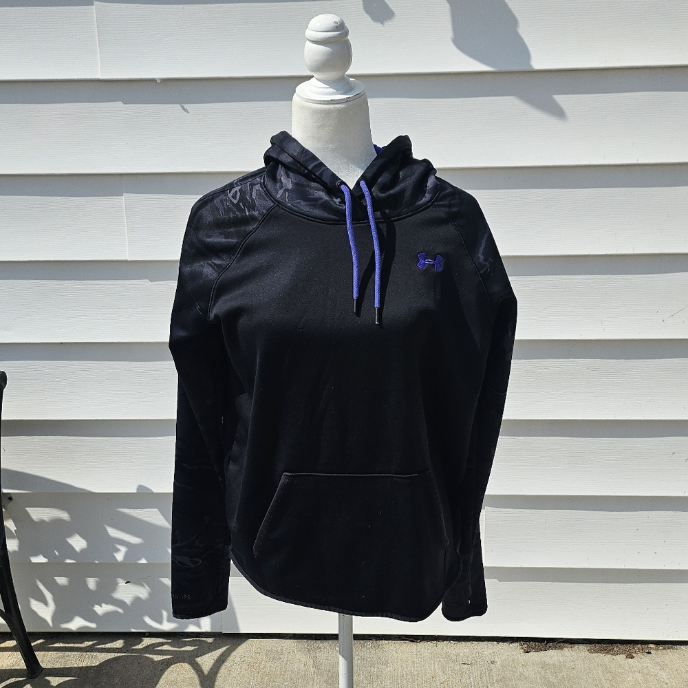 Under Armour Black Hoodie with Purple Logo and Drawstrings